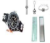 Jungen Analog Quarz Uhr Fußball Kid Watch Kind Cartoon Uhr Jungen Armbanduhren Kinder Uhr mit Fußball Schlüsselanhänger Fußball Armband Set Kinder Elektronische Analog Quarz Uhren für Jungen 3-12,