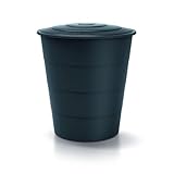 Kreher® XXL Regentonne 'Smooth' 510L mit Deckel und Standfuß (optional). Aus Kunststoff in Anthrazit/Grau. Dezente Optik im runden Format, zeitlos und modern. (Anthrazit, Mit Deckel)