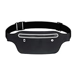YITORMAN Schlanker Laufgürtel, Laufgürtel, Laufband für iPhone, Hüfttasche für Workout, Joggen, Walking, Reisen, Geldgürtel, Laufen, Geschenk, Zubehör, Schwarz, Schwarz, Einheitsgröße, Sportlich