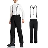 AOLI RAY Herren Skihose Snowboardhose Trägerhose Wasserdicht Gefüttert Winddicht Outdoorhose mit Abnehmbar Träger Schwarz L