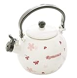 Wasserkocher, 1. Pfeifkessel, Emaille-Teekanne für Herdplatten, ergonomischer Griff für universelle Gas- und Induktionsherde, Teekanne (schwarz, 12 x 17,5 cm)
