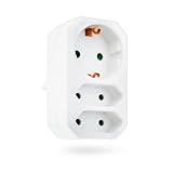 feletec 3-fach Steckdosenadapter 1x Schuko, 2x Euro, weiß, Mehrfachstecker, Mehrfachsteckdose