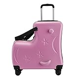 Virtcooy Ride-on-Koffer für Kinder,Kinder-Ride-on-Gepäck für Mädchen | 3-stelliger Passwortschloss-Koffer mit Sitz für Kinder,20-Zoll-Trolley mit leisen Rädern, Sicherheitsgurten, Lenkern und Pedalen