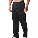 Generisch Herrenhose mit, lockere Sporthose aus Kunststoff, atmungsaktive Retro-Sporthose für Herren Shorts Totenkopf Herren (Black, XL)