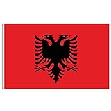 Lixure Flagge Albania 180x300cm Albanian Flag Albanische Fahne -Polyester, Digitaldruck, lebendige Farbe, lichtbeständig, doppelt genäht, mit Messingösen für Garten Innen- Außenbereich