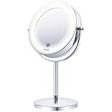 beurer BS 55 Kosmetikspiegel, Beauty-Spiegel mit 7-fach Vergrößerung, mit Dimmfunktion, beleuchteter Schminkspiegel mit LED Licht, optimal für Make-Up und Gesichtspflege, kompakter Bad-Spiegel