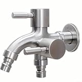 Bebykilemi All-Copper Waschmaschinen-Einlassventil mit zwei Ausgängen für Zuhause Badezimmer und Balkon, Einlass Zwei Ausgänge Dual-Use Multifunktions-Wasserhahn