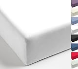 MISTRAL HOME Spannbettlaken Perkal Uni Bettlaken Laken Ägyptische Baumwolle 90x190-100x200 / 140-160x200 / 180-200x200 cm, Farbe:Weiß, Größe:100x200cm