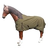 Brama-West Regendecke Pferd Rain - Weidedecke mit Fleece Futter - 600DEN - Wasserdicht - Olive - Gr. 135cm