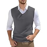 Pullunder Herren Ärmellose Strickweste V-Ausschnitt Strick Pullover Weste Einfarbig Sleeveless Strickpullover Slim Fit Gestrickt Pullover Lässige Feinstrick Pulloverwestee