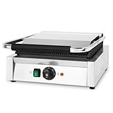 VERTES Kontaktgrill, Gusseisen Grillplatte, 2200 W Gastro Multigrill für Fladenbrot, Fleisch, Gemüse, Sandwich, Edelstahlgehäuse, regelbar 0-300°C, teflonbeschichtet, Professionell