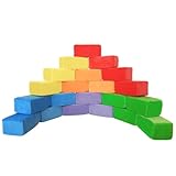 Wonder Space Plüsch Schaum Bausteine ​​- Bauen & Stapeln Kindergartenspielzeug Geschenk für Kleinkinder, Weicher Glatter Samtbezug, Frühe Erziehung Motorik & Gehirn Entwicklung (Quader, Regenbogen)
