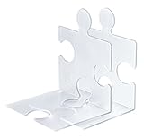 HAN CD-Ständer & Buchstütze Puzzle, standfester kombinierbarer Stehsammler in modernem Puzzle-Look, für CDs, Bücher & DVDs, 9212-63, transluzent-klar