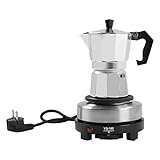 TAPMING Espressokocher Mokkakannen,Aluminium Espressomaschine 3 tassen 150ml,Coffee Urn 3 Tassen Elektrische Single Hot Plate,Italienische Coffee Maker