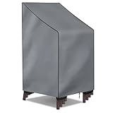 bonsport Abdeckung für Gartenstühle Hochlehner Wasserdicht - Gartenstuhl Abdeckung für bis zu 6 Stühle aus 600D Oxford Polyester - Schutzhülle Stapelstühle Hülle Gartenmöbel, grau