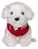 Uni-Toys - Malteser mit Halstuch I Love You - 26 cm (Länge) - Plüsch-Hund - Plüschtier, Kuscheltier