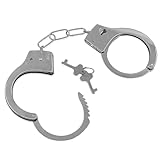 1 Kinderspielzeug Handschelle mit 2 Schlüsseln, Handschellen für Erwachsene, simulierte Polizeihandschellen, Polizeihandschellen, Polizei-Spielrequisiten