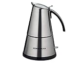 Rommelsbacher Espresso Kocher EKO 366/E, elektrisch, hochwertige Edelstahlkanne, Filtereinsatz für 3 oder 6 Tassen, verdecktes Heizelement, 360° Zentralsockel, automatische Abschaltung, 365 W
