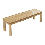 Lange Holzbank für Esszimmer & Eingangsbereich, armlose asiatische Küchenbank aus IV-Holz, niedrige Multifunktionsbank für drinnen & draußen, Bauernhaus-Stil.