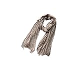 Gestreifter Schal für Herren und Damen, aus Baumwoll-Leinen, weich, warm, Pashmina, kurze Quaste, Schals, Accessoires, Schals, khaki, Einheitsgröße