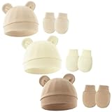 IKOPFLN 3 Set Newborn Baby Hat and Gloves Set Beanie Clothing Unisex Infant Hat Nursery Hat Baby Boys Girls 0-6 Months