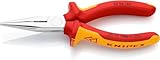 KNIPEX Flachrundzange mit Schneide (Radiozange) verchromt isoliert mit Mehrkomponenten-Hüllen, VDE-geprüft 160 mm, 25 06 160
