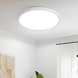 Laittiin Deckenlampe LED Deckenleuchte Flach - 15W Weiß Badezimmer lampe18CM Rund Schlafzimmerlampe 6500K Kaltweiß Flurlampe Küchenlampe Decke für Flur Wohnzimmer Kinderzimmer Balkon Keller