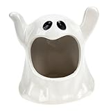NOLITOY Halloween-Kerzenhalter, Esstisch, Mittelstück, Halloween-Geist mit Laterne, Votivbecher, Keramik-Kerzenhalter, kreative Kerzenhalter, Dekoration, Keramik, Porzellan, Kühlnest