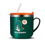 Bulevisiter Isolierte Schnabeltasse für Kinder, mit Griff, 304 Edelstahl, doppelwandige Konstruktion, auslaufsicherer Strohhalm-Deckel, kinderfreundliches Design, für einfache Reinigung, Grün