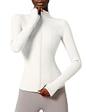 Locachy Damen Slim Fit Full Zip Athletic Running Sport Workout Jacke mit Taschen, Stil 02, Weiß, XS