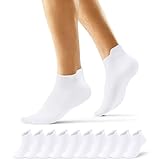 EKSHER Sneaker Socken Damen 35-38 Weiß 10 Paar Kurze Socken Herren Baumwolle Sportsocken Damen 35-38 Halbsocken Kurz Anti Schweiß Atmungsaktive Sommer Halbe Low Running Socks