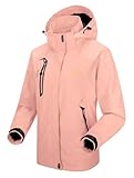 donhobo Damen Softshell Jacke Outdoor Funktionsjacke Freizeitjacke Leichte Wasserabweisend Winddichte Wandern Bergjacke Mantel mit Kapuze (Rosa, L)