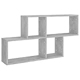 vidaXL Wandregal Bücherregal Hängeregal Schweberegal Regal Wandboard Dekoregal Wandablage Wandschrank Büroregal Betongrau 100x18x53cm Holzwerkstoff