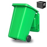 UCKYSU Mülleimer Rädern Außenbereich Deckel Und Rädern Großes Fassungsvermögen Und Langlebig Terrasse Hinterhof Deck Straßenrand(Green,240L)