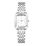 Silverora Armbanduhren Damen Eckige Damenuhren: Rechteckige Analoge Quarzuhren Abnehmbare Uhren mit Balkenskala Geschenke für Frauen Mädchen Silber