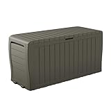 Keter Marvel Plus Aufbewahrungsbox aus Kunstharz für Terrassenmöbel, Outdoorkissen, Kissen, Gartenwerkzeuge und Schwimmbadschwimmer, Taupe, bräunliches Grau