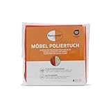 Renuwell Möbel-Poliertuch aus Baumwolle 4-er Set – Perfekte Ergänzung zur Möbelpflege, fusselfrei und langlebig, reinigt und poliert Holz, Kunststoff und mehr, bis 60°C waschbar