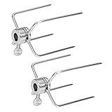 NAIZY Fleischklammer für Drehspieß Zubehör 2er Set Rostfrei Edelstahl Fleischnadel mit Feststellschraube für Drehspieß, Hähnchen, Schaschlik und vieles mehr