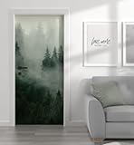 MyMaxxi | Tür bekleben mit Türtapete Selbstklebend 90x200 nebliger Wald |Tür verschönern mit Türfolie | Türaufkleber XXL Aufkleber Folie | Türposter Türklebefolie für jedes Zimmer -