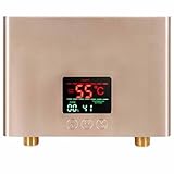 CASEGO Elektrischer Durchlauferhitzer, multifunktional, Fernbedienung, konstante Temperatur, intelligent, geeignet für alle Jahreszeiten (Gold B)