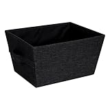 BIGSO BOX OF SWEDEN trapezförmige Aufbewahrungsbox (klein) – faltbare Box mit Tragegriffen für Decken, Kleidung, Schuhe, Spielzeug und mehr – Aufbewahrungslösung aus Polyester und Pappe – schwarz