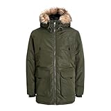 JACK & JONES Jacke Herren Winter Freizeit Softshell Übergang Kapuze Big Plus Size Übergröße Funktionsjacke Steppjacke Parker Outdoor Fahrrad Camping (XL, 02)