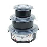 PLENTYFY Mikrowellengeschirr mit Deckel BPA-frei - Meal Prep Boxen 6tlg rund auslaufsicher - Vorratsdosen mit Deckel Vorratsdosen Schwarz