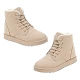 VERDANVERSE Warme Damen Schneestiefel mit Baumwollfutter Knöchelhoch Schnürbar Flach rutschfest Modisch für Winter und Kalte Tage Bequeme Kurzstiefel für Alltag und Outdoor