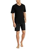 Uncover by Schiesser Herren Pyjama Kort Schlafanzug kurz, Schwarz, 50 EU