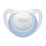 NUK Genius Silikon Schnuller mit Namen, Größe 1, 0-6 Monate, weiß/blau, 1 Stück