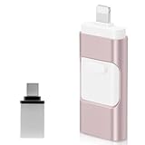 USB Stick 128 GB für iPhone,4 in 1MFi-zertifizierter USB Speicherstick für Phone/Pad,USB 3.0 Memory Stick High-Speed Flash Laufwerk, Keine App-Installation erforderlich (Neues Rosa)