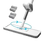 Weduspaty Flat Mopp mit Selbstwringer schnell trocknend Mikrofaserboden-Mopp 360 ° Drehspin-Mopp mit 4 Mopppolstern für nasses und trockenes Hartholz, Laminat, Fliesenreinigung, Flacher Mopp