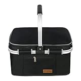 ABIUBIU 34L Kühltasche Einkaufskorb Picknickkorb Große isolierte Kühlkorb Lunchtasche Camping Picknick Reisen Seitenstütze Aufrecht Halten Frauen