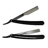 IWOWHERO 2 Stück Teiliges Manuelles Rasiermesser für Herren Klassisches Schwarz für Barbershops und Zuhause Hochwertiges Design für Präzise und Hautirritationen